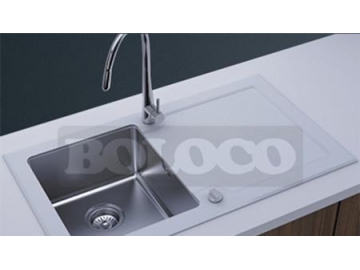 BL-761 Glass Countertop Single Bowl Stainless Steel Kitchen Sink