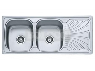 BL-895 Double Bowl Single Drainboard Stainless Steel Kitchen Sink