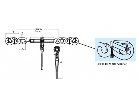 Ratchet Chain Load Binder with Safety Hooks