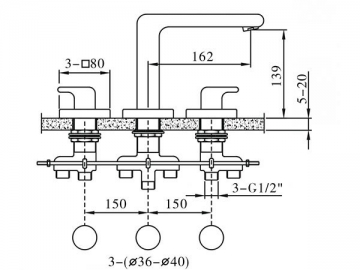 Deck Mounted Basin Mixer, FL6061