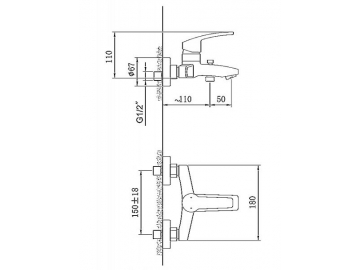Exposed Bath Shower Mixer, FB6412