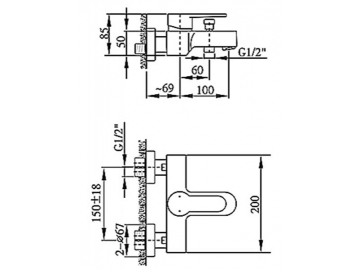 Exposed Bath Shower Mixer, FB3145