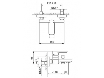 Exposed Bath Shower Mixer, FB6322