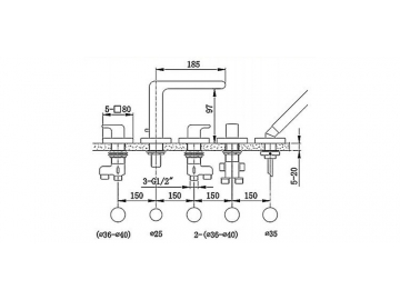 Deck Mounted Bath Shower Mixer, FB6062B