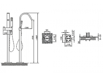 Freestanding Bath Shower Mixer, HA6172