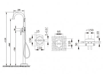Freestanding Bath Shower Mixer, FB3127