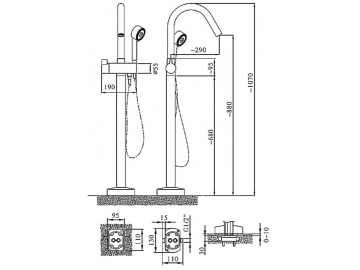 Freestanding Bath Shower Mixer, HA6142