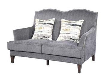 Cherry Wood Frame Fabric Loveseat Sofa