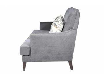 Cherry Wood Frame Fabric Loveseat Sofa