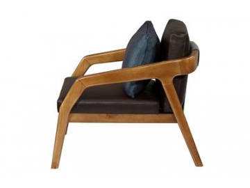 Low Back Ark Wood Leather Chair