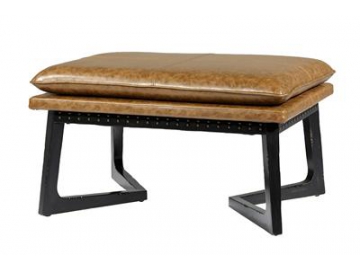 Solid Wood Frame Leather Foot Stool