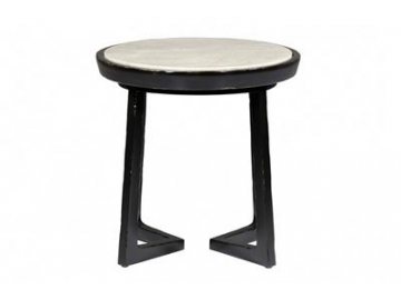 Marble Top Birch Wood Side Table