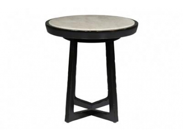 Marble Top Birch Wood Side Table