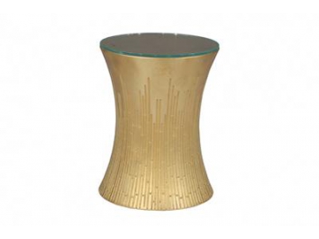 Glass Top Drum Side Table