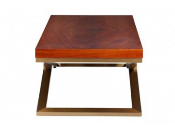 Wood Top Brass Tea Side Table