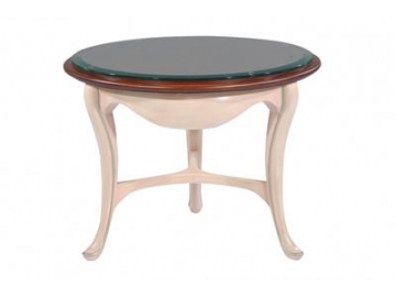 Glass Top Wood Tea Table