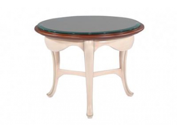 Glass Top Wood Tea Table