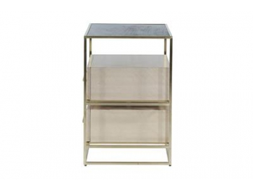 Metal Frame Wood Nightstand