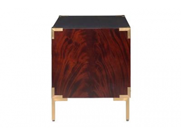 Tempered Glass Top Wood Bedside Table