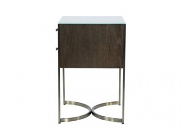 Glass Top Wood Nightstand