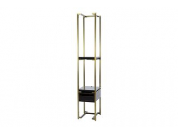 Bronze Frame Marble Top Wood Nightstand