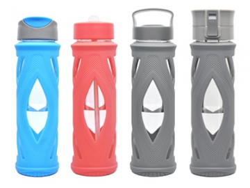 Glass Water Bottle with Silicone Cover