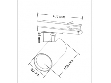 I Series LED Track Lighting Head, Track Luminaire with Straight Tube and Extra Power Box