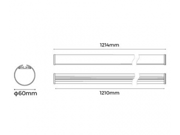 LT60  Tubular LED Lighting Fixture, LED Strip Light Aluminum Profile
