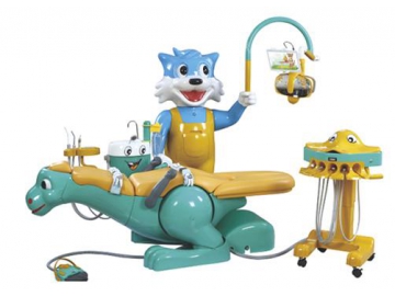 A8000-IB Pediatric Dental Chair   (children dental unit with dinosaur chair and smiling cat side box)