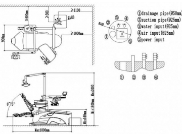 A1000 Dental Chair Unit  (integrated dental chair, handpiece, LED light)