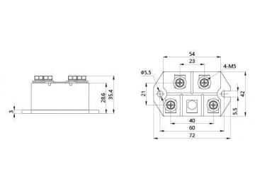 MDQ 30A-100A Single Phase Diode Module