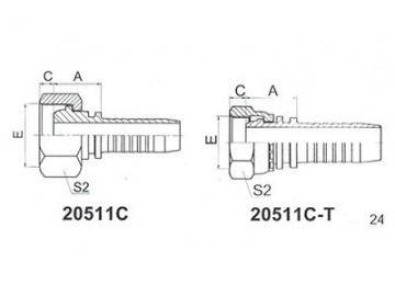 20511C Metric Female Multi Seal 24° DIN 3868 Fittings with O Ring, Heavy Duty Series