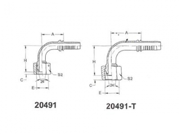 20491 Metric 90° Elbow Female 24° Cone Fittings with O Ring, Light Duty Series