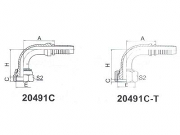 20491C Metric 90° Elbow Female Multi Seal 24° DIN 3868 Fittings with O Ring, Light Duty Series