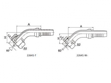 22641(W)(T) BSP 45° Elbow Female Fittings 60° Cone