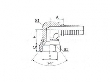 26791(W)(K) JIC 45° Elbow Female 74° Cone Fittings, J514