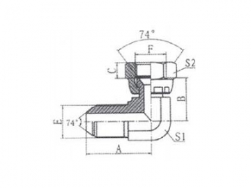 2Q9 Metric Male 74° / Metric Female 74° Hose Adapter