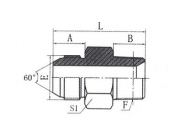 1KT-SP Metric Male 60˚ Cone Hose Adapter, JIS Standard