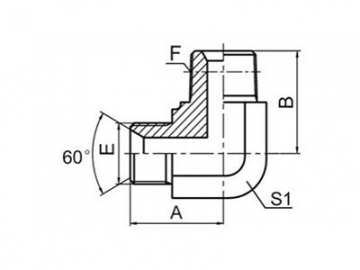 1BT9-SP BSP Male 60° Cone Hose Adapter, 90° Elbow