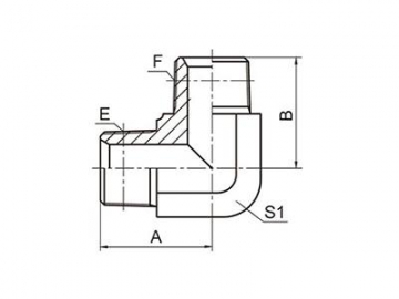 1T9-SP BSPT Male Hose Adapter, 90° Elbow