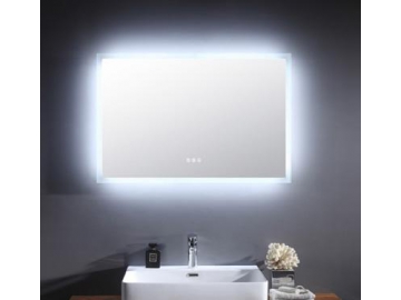 Glass Frameless Wall Mirror with LED Backlit Light