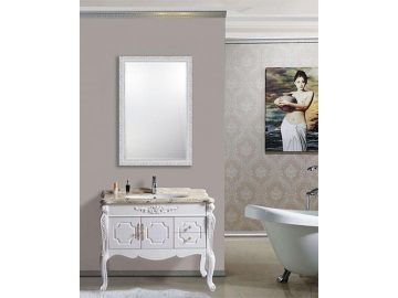 Rectangular Wood Frame Bathroom Mirror