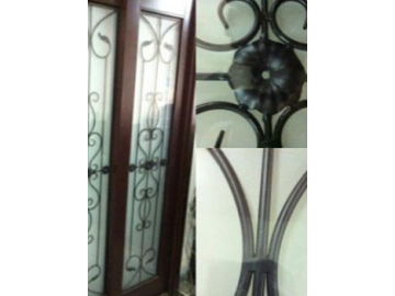Wood Frame Iron Decor Glass Door