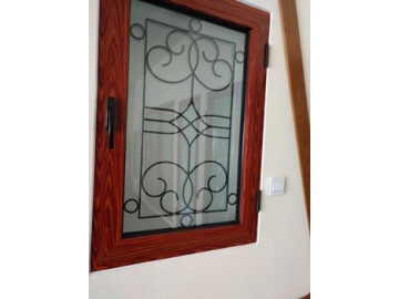 Wood Frame Iron Decor Glass Door
