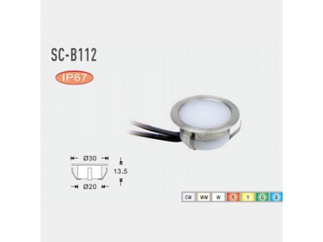 SC-B112 Mini Recessed LED Inground Light, 30mm RGB LED, Waterproof Decking Light
