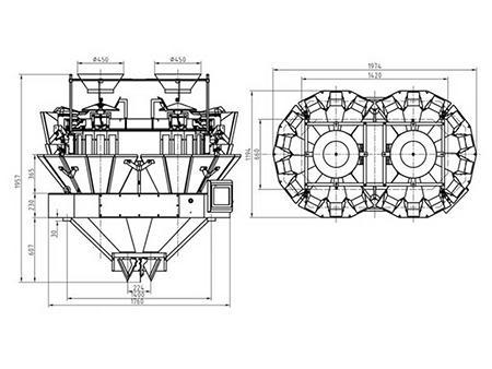 JW-AHS for free flow products (Optional 20 heads; 10-100g; 1.6L, 2.5L)