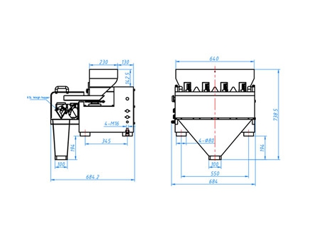 JW-AXS4 Four Head Linear Weigher Stainless Steel Machine,5-300g,0.5L