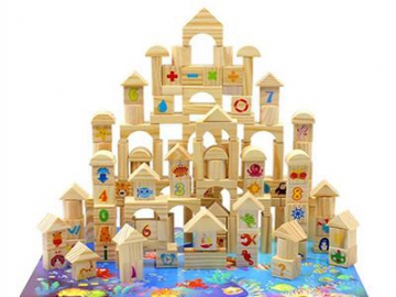 Wooden Building Blocks Set for Toddlers