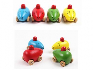 Wooden Toy Mouse Driven Car