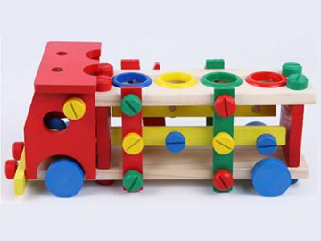 DIY Assemble Wooden Truck School Bus Block